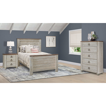 Willowton 3 Piece Twin Bedroom Set Includes: Bed, Chest and Nightstand