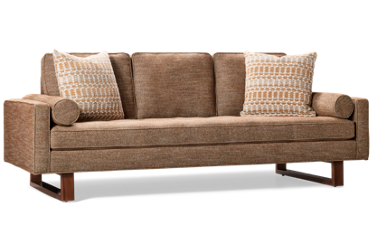 Bennett Sofa - Textured Fabric - Button-Tufted Bench Seat - 2 Toss Pillows - 2 Armrest Bolsters - Transitional Comfort