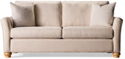Savanah Sofa - Cozy Comfort - Flared Arms - Tonal Welt Trim - Round Wooden Legs - Coordinating Toss Pillows