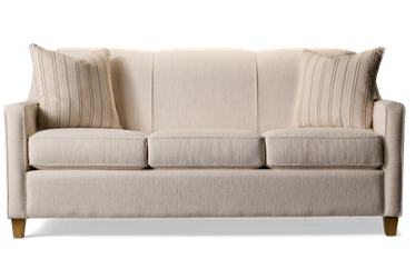 Gainesville Sofa - Durable Sunbrella Fabric - Sloped Track Arms - Two Coordinating Toss Pillows - Plush Comfort