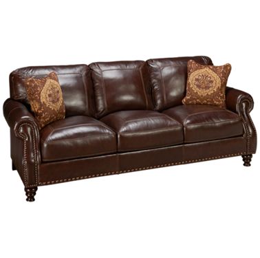 Simon Li Solena Leather, Nailhead Leather Couch