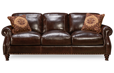 Solena Leather Sofa with Nailhead