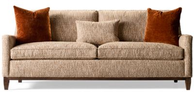 Alice Sofa - Mid-Century Modern Design - Streamlined Silhouette - Slim Track Arms - Wood Base - Three Toss Pillows
