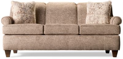 Belfast Sofa - Rolled Arms - Plush Back and Seat Cushions - Tapered Square Legs - Two Toss Pillows - Timelessly Traditional