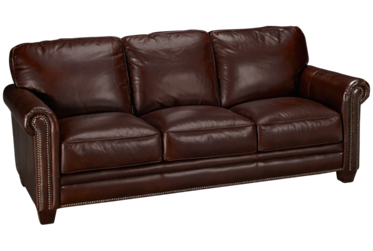 Cordovan Leather Sofa with Nailhead