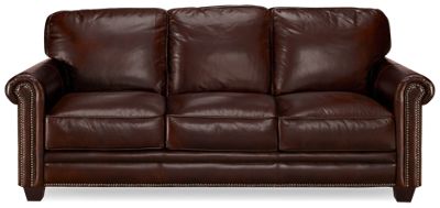 Cordovan Leather Sofa With Nailhead