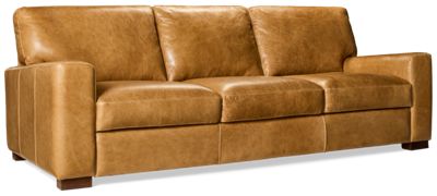 Cortona Leather Sofa - Track Arms - Cushioned Box Seats - Top Grain Leather - Ultimate Comfort