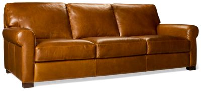 Theo Sofa - Top-Grain Leather - Rolled Arms - Plush Foam Cushions - Cozy Luxury Comfort