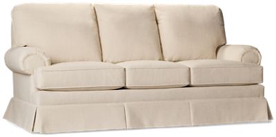Custom Sofa - Soft Polyester Fabric - Two Coordinating Toss Pillows - Plush Cushions - Skirted Hem