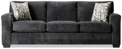 Edson Sofa - Soft Textured Polyester Fabric - Wide Track Arms - Two Toss Pillows - Channeled Back Cushions