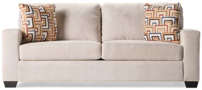 Timberlake Sofa - Soft Textured Polyester Fabric - Wide Track Arms - Two Coordinating Toss Pillows - Plush Comfort