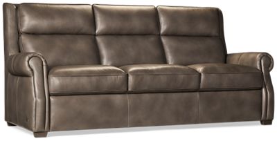 Ashford Leather Sofa - Rolled Arms - Tufted Back Cushion - Two Toss Pillows - Transitional Comfort