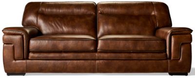 Atlas Leather Sofa - Tufted Backs - Wide Plush Armrests - Durable Top Grain Leather