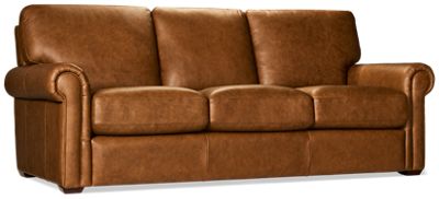 Hadley Sofa - Top-Grain Leather - Down Blend Pillow Top Seat Cushions - Enduring Comfort
