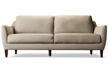 Isla Leather Sofa - Flared Arms - Coordinating Toss Pillows - Tapered Square Wooden Legs - Top Grain Leather