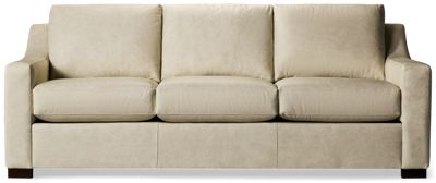 Claudia Leather Sofa - Buttery-Soft Leather Upholstery - Cozy Back & Seat Cushions - Stylish Sloped Track Arms