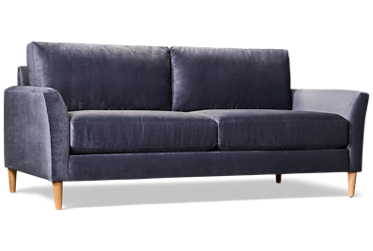 Design Lab Sofa - Velvety Soft Upholstery - Flared Arms - Light Wood Tapered Legs - High Resiliency Foam Seat