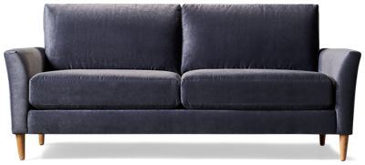 Design Lab Sofa - Velvety Soft Upholstery - Flared Arms - Light Wood Tapered Legs - High Resiliency Foam Seat