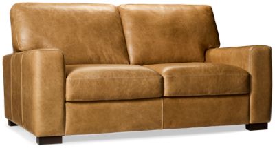 Cortona Leather Loveseat - Track Arms - Cushioned Box Seats - Top Grain Leather - Ultimate Comfort