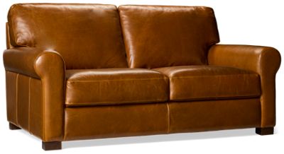 Theo Loveseat - Top-Grain Leather - Rolled Arms - Plush Foam Cushions - Cozy Luxury Comfort
