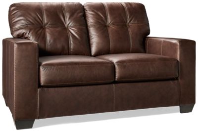 Franklin Leather Loveseat - Top-Grain Leather - Tufted Back Cushion - Supportive Comfort - Contemporary