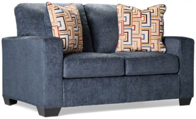 Timberlake Loveseat - Soft Textured Polyester Fabric - Wide Track Arms - Two Coordinating Toss Pillows - Plush Comfort