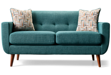 Gracie Loveseat - Soft Textured Fabric - Track Arms - Tufted Backrest - Cushy Seats - Tapered Legs - Two Coordinating Toss Pillows