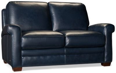 Duke Leather Loveseat - Top-Grain Leather - Rounded Sock Arms - Two Coordinating Toss Pillows - Plush Padded Cushions