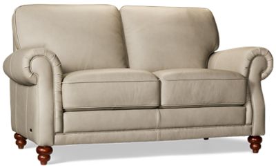 Highgrove Loveseat - Top-Grain Semi Aniline Leather - Two Coordinating Toss Pillows - Memory Foam Wrapped Cushions