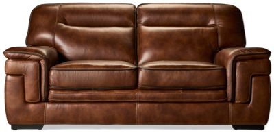 Atlas Leather Loveseat - Tufted Backs - Wide Plush Armrests - Durable Top Grain Leather
