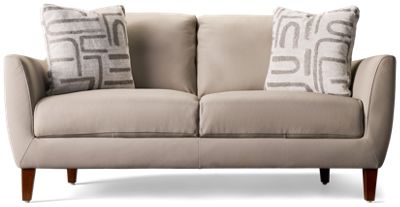Isla Leather Loveseat - Flared Arms - Coordinating Toss Pillows - Top Grain Leather