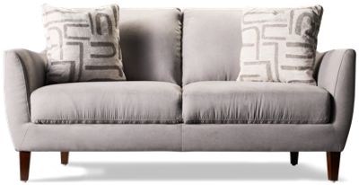 Isla Loveseat - Roomy Pillow Back - Flared Arms - Coordinating Toss Pillows - Tapered Square Legs