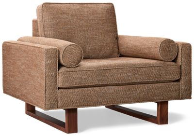 Bennett Chair - Textured Fabric - 1 Toss Pillow & 2 Armrest Bolsters - Button-Tufted Seat Cushion - Transitional Comfort