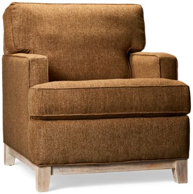Naples Chair - Easy Care Sunbrella Fabric - Sleek Track Arms - Comfy Back & Seat Cushions - Wood Base
