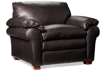 Hogan Leather Chair - Deep Cushioned Back - Plush Pillow Arms - Generously Padded Seat