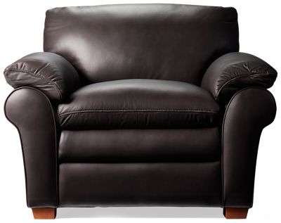 Hogan Leather Chair - Deep Cushioned Back - Plush Pillow Arms - Generously Padded Seat