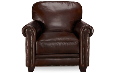 Cordovan Leather Chair with Nailhead