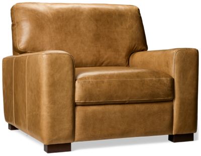 Cortona Leather Chair - Track Arms - Cushioned Box Seats - Top Grain Leather - Ultimate Comfort