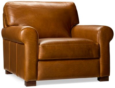 Theo Chair - Top-Grain Leather - Rolled Arms - Cushioned Seat and Back - Ultimate Comfort