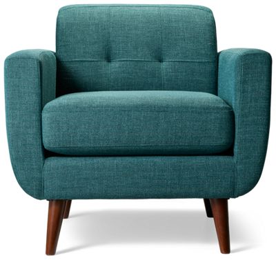 Gracie Chair - Soft Textured Fabric - Stylish Track Arms - Mid-Century Modern Design - Cushy Seat - Tufted Backrest