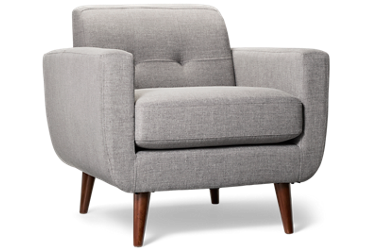 Gracie Chair - Soft Textured Fabric - Stylish Track Arms - Mid-Century Modern Design - Cushy Seat - Tufted Backrest