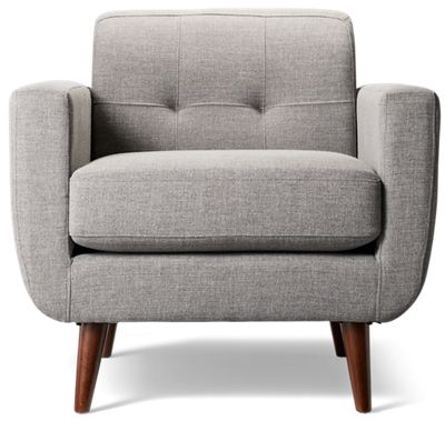 Gracie Chair - Soft Textured Fabric - Stylish Track Arms - Mid-Century Modern Design - Cushy Seat - Tufted Backrest