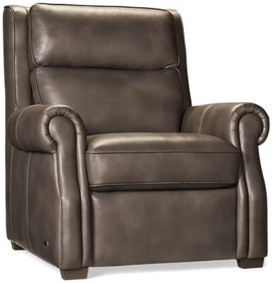 Ashford Leather Chair - Rolled Arms - Tufted Back Cushion - One Toss Pillow - Transitional Comfort