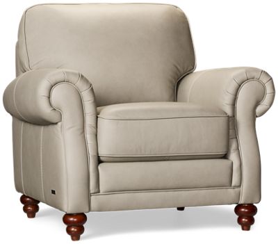 Highgrove Chair - Top-Grain Semi Aniline Leather - One Coordinating Toss Pillow - Memory Foam Wrapped Seat Cushion