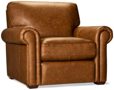Hadley Chair - Top-Grain Leather - Down Blend Pillow Top Seat Cushion - Enduring Comfort