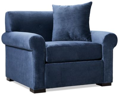 Lily Chair - Luxurious Chenille Polyester - Rolled Arms - Coordinating Toss Pillow - Plush Box Seat Cushion