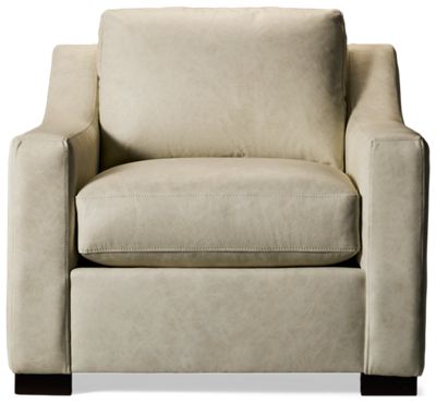 Claudia Leather Chair - Contemporary Design - Buttery-Soft Leather - Cozy Cushions - Sloped Track Arms