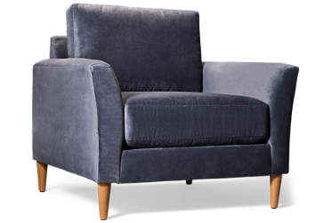 Design Lab Chair - Soft Fabric - Flared Arms - Tapered Legs - Plush Foam Cushion