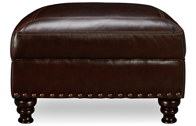 Solena Leather Ottoman with Nailhead