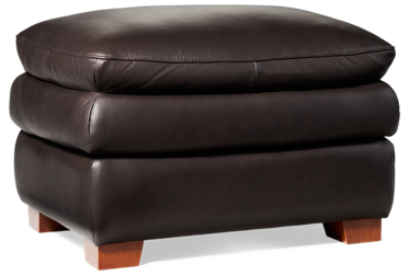 Hogan Leather Ottoman - Deep-Cushioned Pillow Top - Sturdy Block Feet
